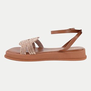 SANDALIA SUA CIA ANABELA BAIXA MARROM CLARO FEMININO ADULTO