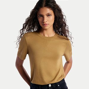 BLUSA HERING MANGA CURTA VISCOSE E POLIAMIDA CAQUE FEMININO ADULTO