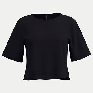 BLUSA LUNENDER MANGA CURTA MALHA CROPPED PRETO FEMININO ADULTO