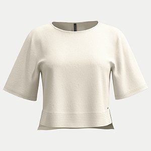 BLUSA LUNENDER MANGA CURTA MALHA CROPPED OFFWHITE FEMININO ADULTO