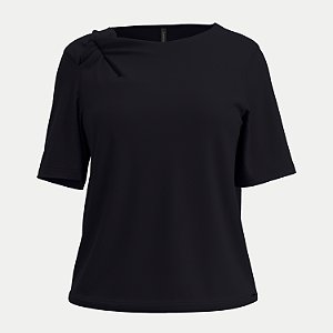 BLUSA LUNENDER MANGA CURTA MALHA PRETO FEMININO ADULTO