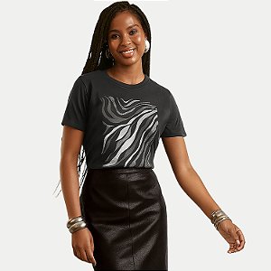 BLUSA LUNENDER MANGA CURTA T-SHIRT ALGODÃO SILKADA CINZA FEMININO ADULTO