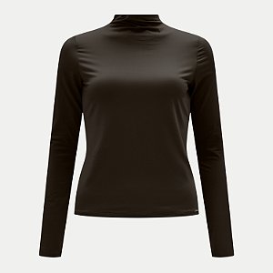 BLUSA LUNENDER MANGA LONGA MALHA GOLA ALTA PRETO FEMININO ADULTO