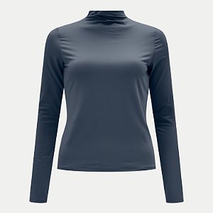 BLUSA LUNENDER MANGA LONGA MALHA GOLA ALTA AZUL FEMININO ADULTO
