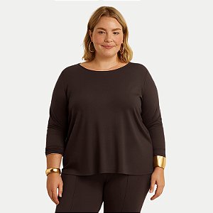 BLUSA LUNENDER MANGA LONGA MAIS MULHER VISCOLYCRA MARROM FEMININO ADULTO