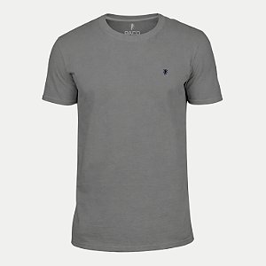 CAMISETA PACO MANGA CURTA SLIM ALGODÃO LISA CINZA UNISEX ADULTO