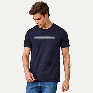CAMISETA PACO MANGA CURTA SLIM ALGODÃO SILKADO AZUL MARINHO MASCULINO ADULTO