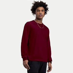 CAMISETA FICO MANGA LONGA COMFORT LISA GOLA REDONDA VINHO MASCULINO ADULTO