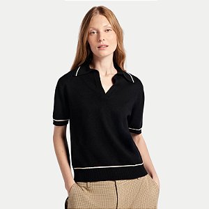 POLO HERING MANGA CURTA SLIM TRICÔ PRETO FEMININO ADULTO
