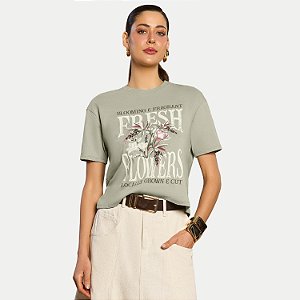 BLUSA DOCE TRAMA MANGA CURTA T-SHIRT ALGODÃO SILKADA VERDE FEMININO ADULTO