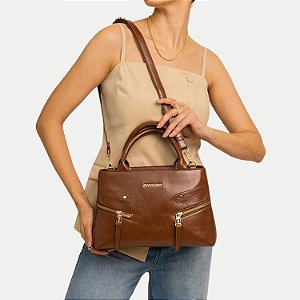 BOLSA RAFITTHY 2 TIPOS DE ALÇA SINTÉTICO MARROM FEMININO ADULTO