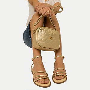 BOLSA RAFITTHY 2 TIPOS DE ALÇA SINTÉTICO OURO FEMININO ADULTO