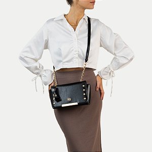 BOLSA RAFITTHY TRANSVERSAL SINTÉTICO PRETO FEMININO ADULTO