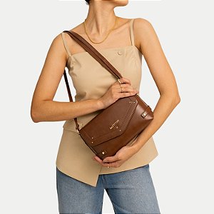 BOLSA RAFITTHY TRANSVERSAL SINTÉTICO MARROM ESCURO FEMININO ADULTO