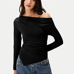BLUSA HERING MANGA LONGA MALHA PRETO FEMININO ADULTO