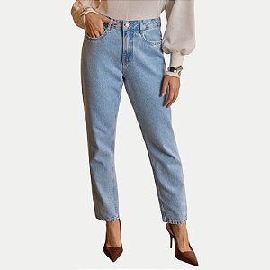CALÇA LUNENDER JEANS CLARO BRUTO MOM FEMININO ADULTO