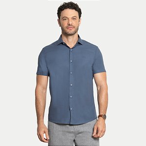 CAMISA PITT MANGA CURTA SLIM VISCOSE AZUL MARINHO MASCULINO ADULTO