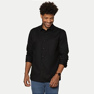 CAMISA PITT MANGA LONGA COMFORT LISO PRETO MASCULINO ADULTO