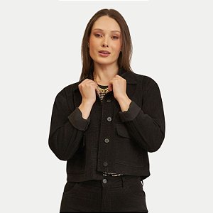 JAQUETA YOUNG VELUDO SEM CAPUZ PRETO FEMININO ADULTO