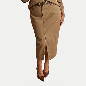 SAIA LUNENDER BRIM COM ELASTANO MIDI  MARROM CLARO FEMININO ADULTO