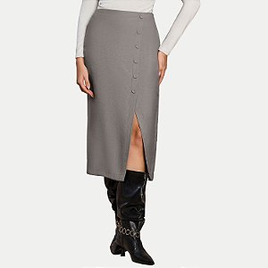 SAIA DOCE TRAMA POLIESTER MIDI CINZA FEMININO ADULTO