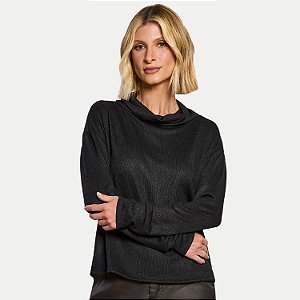 BLUSA DOCE TRAMA MANGA LONGA TRICO MODAL PRETO FEMININO ADULTO