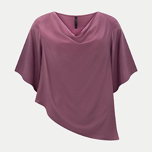 BLUSA LUNENDER MANGA CURTA TECIDO PLANO BORDÔ FEMININO ADULTO