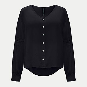 BLUSA LUNENDER MANGA LONGA VISCOSE PRETO FEMININO ADULTO