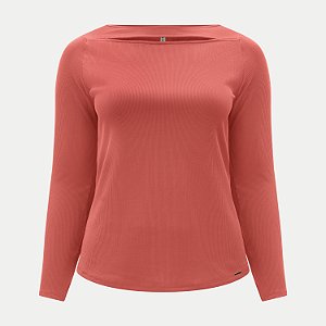 BLUSA LUNENDER MANGA LONGA MULHER MALHA CANELADA LARANJA FEMININO ADULTO