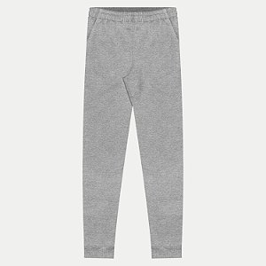 CALÇA FICO MOLETOM CASUAL COM PUNHO MESCLA CLARO MASCULINO ADULTO