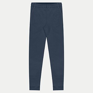 CALÇA FICO MOLETOM CASUAL COM PUNHO AZUL MARINHO MASCULINO ADULTO