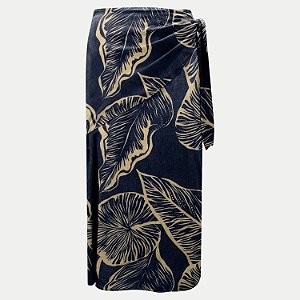 SAIA LUNENDER VISCOSE MIDI ESTAMPADA AZUL MARINHO FEMININO ADULTO