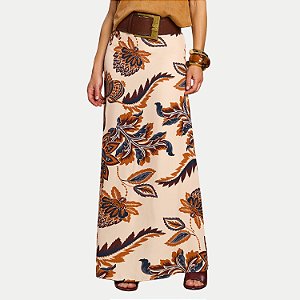 SAIA DOCE TRAMA VISCOSE LONGA ESTAMPADA BEGE FEMININO ADULTO
