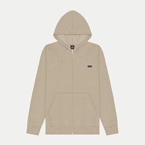 JAQUETA FICO MOLETOM COM CAPUZ BEGE MASCULINO ADULTO