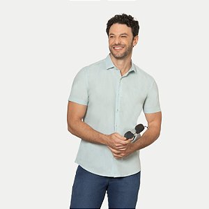 CAMISA PITT MANGA CURTA SLIM ALGODÃO VERDE MASCULINO ADULTO