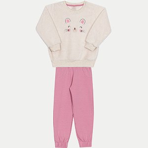 CONJUNTO INVERNO RANDA MUNDU CALÇA E BLUSÃO MOLETOM FEMININO INFANTIL 305453-P