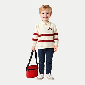 CONJUNTO INVERNO ALAKAZOO CALÇA COM BLUSÃO POLO OFFWHITE MOLETOM MASCULINO INFANTIL