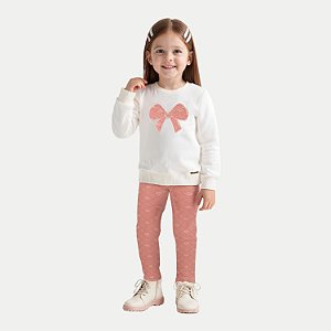 CONJUNTO INVERNO ALAKAZOO CALÇA COM BLUSÃO CARECA SALMÃO MOLETON FEMININO INFANTIL