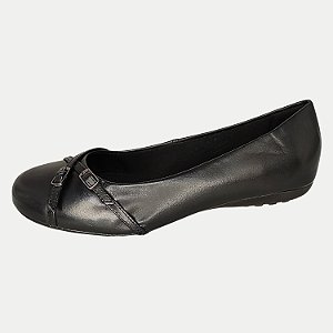 SAPATILHA BOTTERO BICO REDONDO COURO PRETO FEMININO ADULTO