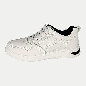 TÊNIS PEGADA CASUAL COM CADARÇO COURO BRANCO MASCULINO ADULTO