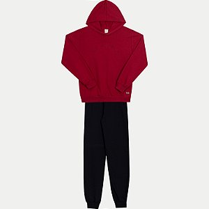 CONJUNTO INVERNO RANDA MUNDU CALÇA COM BLUSÃO MOLETOM VERMELHO MASCULINO INFANTIL