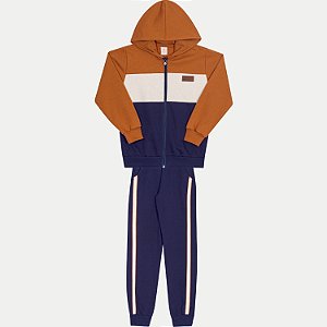 CONJUNTO INVERNO RANDA MUNDU CALÇA COM JAQUETA MOLETOM AZUL MARINHO MASCULINO INFANTIL