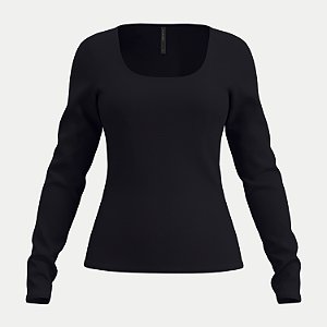 BLUSA LUNENDER MANGA LONGA MALHA PRETO FEMININO ADULTO
