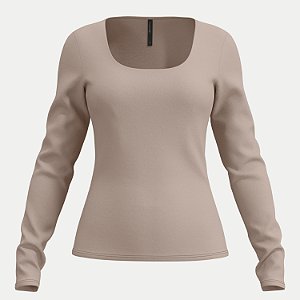 BLUSA LUNENDER MANGA LONGA MALHA CINZA FEMININO ADULTO