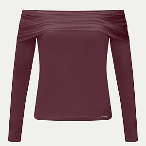 BLUSA LUNENDER MANGA LONGA MALHA BORDÔ FEMININO ADULTO