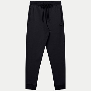 CALÇA FICO MOLETOM CASUAL COM PUNHO PRETO MASCULINO JUVENIL INFANTIL