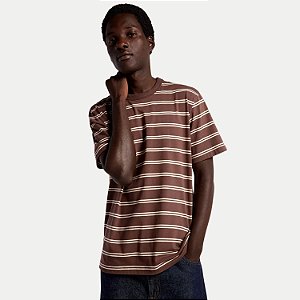 CAMISETA HERING MANGA CURTA COMFORT ALGODÃO LISTRADA MARROM MASCULINO ADULTO