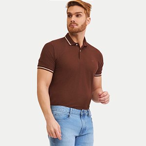 POLO LEE MANGA CURTA COMFORT MARROM MASCULINO ADULTO