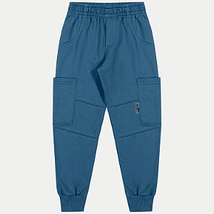 CALÇA ANGERO MOLETOM CARGO SANTORINI AZUL JEANS MASCULINO INFANTIL