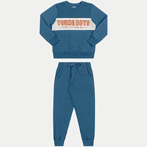CONJUNTO INVERNO ANGERO CALÇA COM BLUSÃO CARECA MOLETON MASCULINO INFANTIL